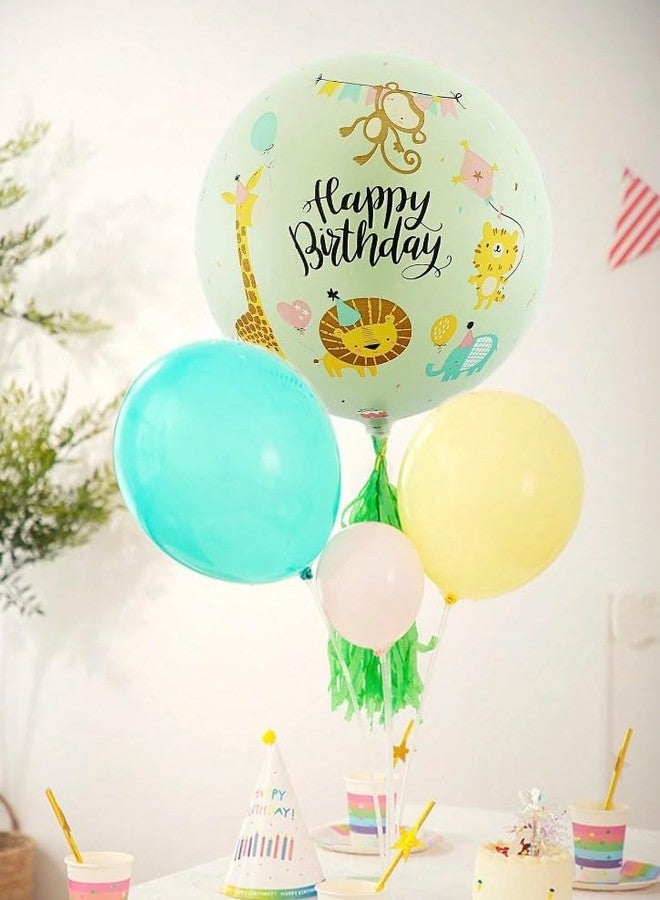 أتباتا فانكي بالون عيد ميلاد رباعي الأبعاد بتصميم حيوانات سفاري الغابة من أتباتا، مزين بشرابة | زينة حفلات الغابة | بالون مركزي للجنسين بتصميم حيوانات ترتدي قبعات الحفلات | بالون عيد ميلاد بتصميم سفاري - Image 2